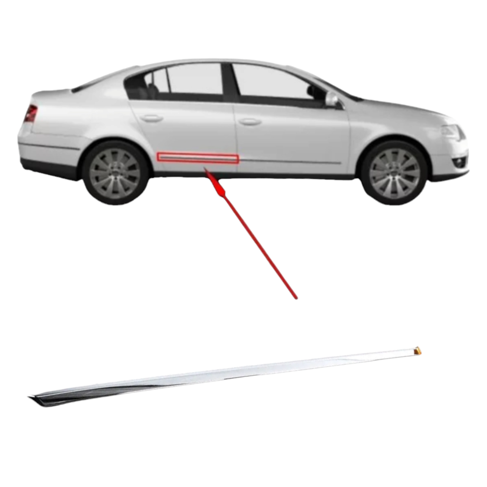 Лайстна, задна Дясна врата за Volkswagen Passat B6 (2005-2011)[3C0853754C2ZZ, 3C0853754C]